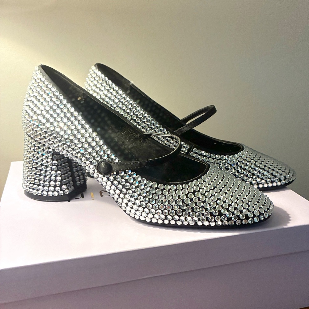 Mango Silver Heels with Rhinestones
